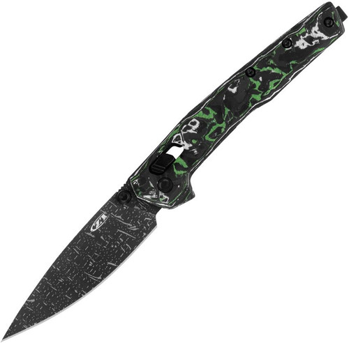 Zero Tolerance 0117 Duralock Folder Green White CF Handle Damascus Blade ZT0117VFWG