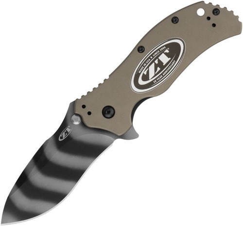 Zero Tolerance 0350 20th Anniversary FDE Aluminum - Tiger Stripe Camo DLC Coated Magnacut ZT0350FDETS20