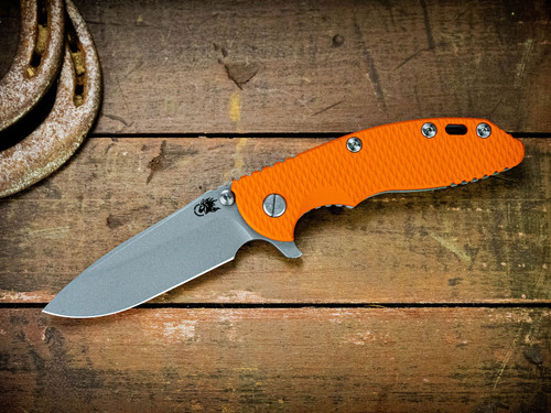 Hinderer XM-18 3.5 Spearpoint Tri-Way Folder Orange G-10 Battle Black - Working Finish KXM35SPETWBBKWFOR