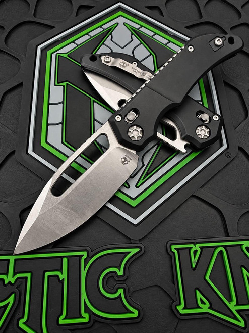Heretic Koschei Crossbar Lock Folding Knife Stonewash Magnacut/Black Aluminum H061-2A