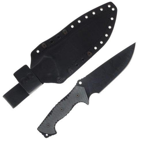 Miller Bros M-29 Fixed Blade Gray and Black Handle Splatter Etch Black Sheath M-29GYBKHBKSSPL