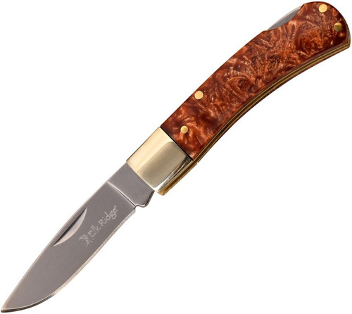Elk Ridge Brown Resin and Nickel Silver Lockback Folding Knife DBER951BR