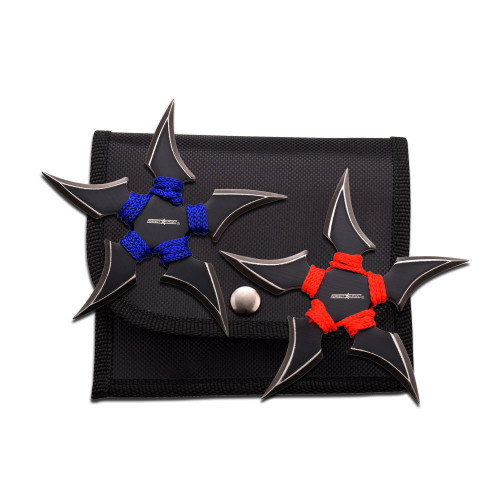 Perfect Point 3.5in Blue/Red Shuriken Throwing Stars 2pc