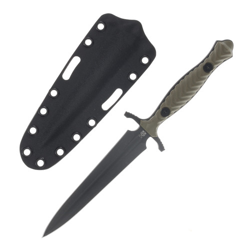 Gahagan Customs Ocelot Dagger Fixed Blade OD Green Handle W/Sheath GCOCDOD