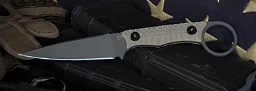 Gahagan Customs Infiltrator Ringed Fixed Knife with Textured G10 Tan Handle