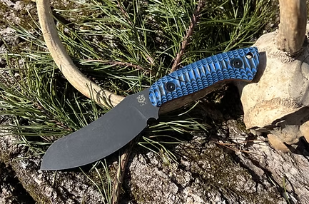 Gahagan Customs Wolfhound Skinning Knife Orange Liner Textured G10 Blue GCWOLFBL