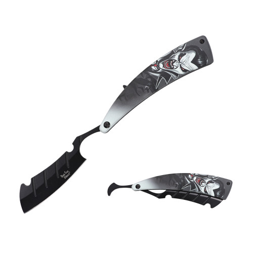 Dark Side Blades Folding Knife Dracula Graphic Black 4.1in Plain Razor