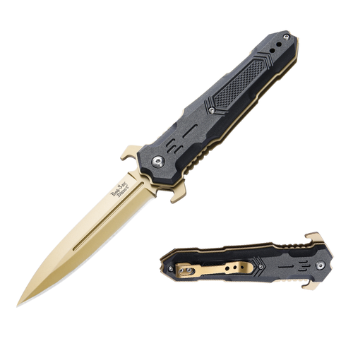 Dark Side Blades Assisted Knife Dagger Gold TiNite 3.68in Spear Point