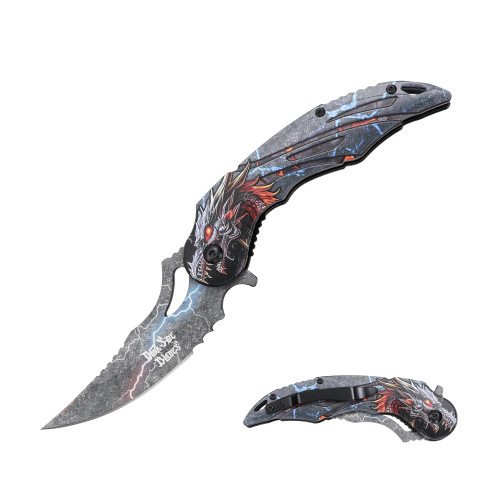 Dark Side Blades Assisted Knife Red Dragon 3.8in Trailing Point