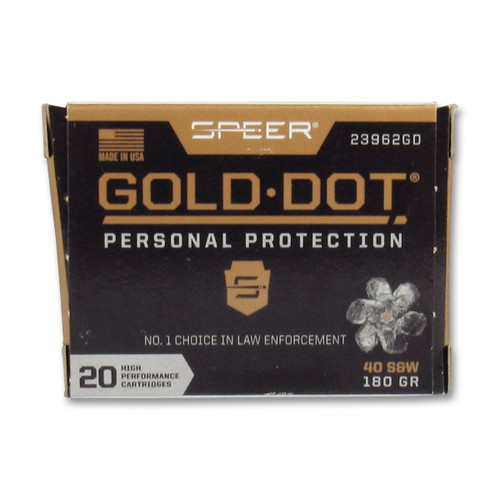 Speer Gold Dot 40 S&W Ammunition 180 Grain Jacketed Hollow Point 20 Rounds