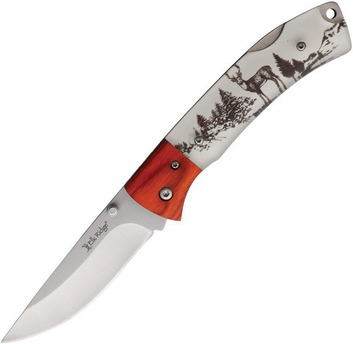 Elk Ridge Deer Acrylic and Wood Lockback Folding Knife ER-2012DR