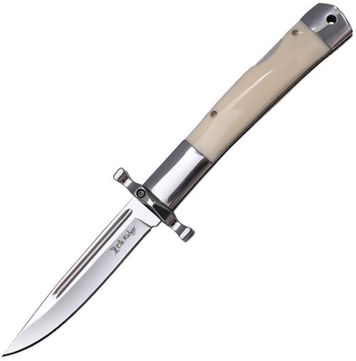 Elk Ridge Mirror Polished White POM Swing Guard Lockback Folding Knife ER-2034WH