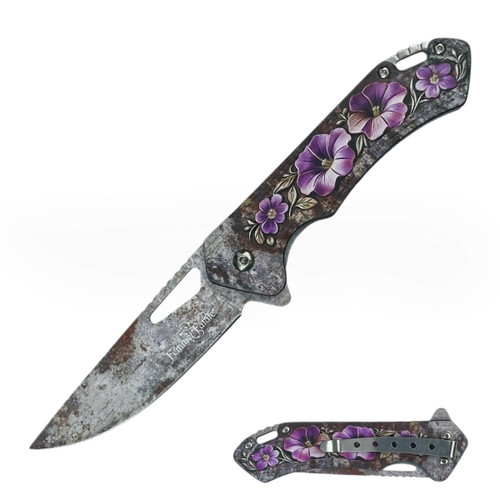 Femme Fatale Spring Assisted Folding Knife Purple Floral