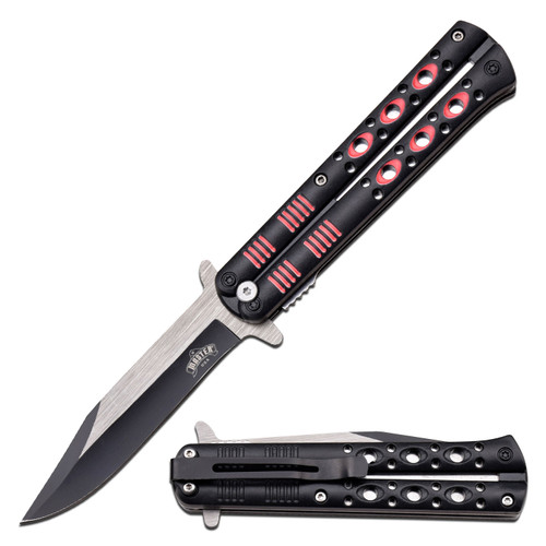 Master USA Spring-Assisted Knife Black/Red 4in Two-Tone Clip Point