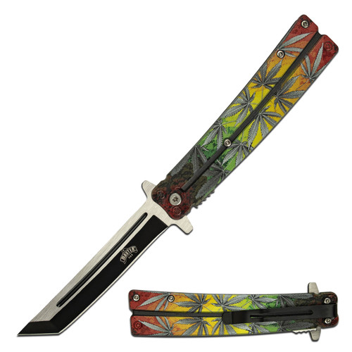 Master USA Spring-Assisted Knife Multi-Color Leaf 3.75in Tanto