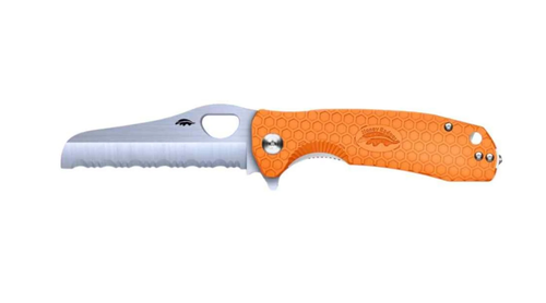 Honey Badger Large Rescue Knife with Glass Breaker Serrated/Orange