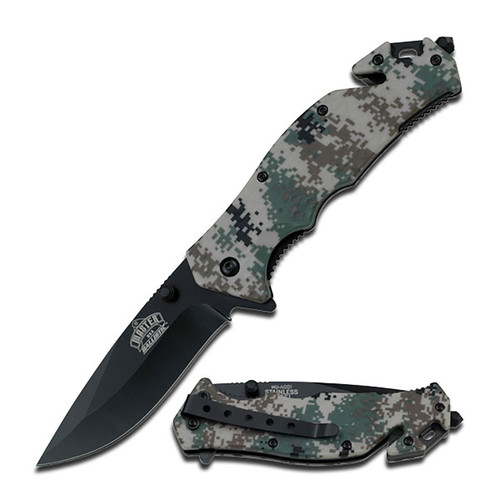 Master USA Spring-Assisted Digital Camo 3.5in Black Drop Point