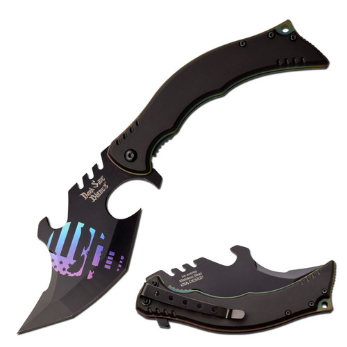 Dark Side Blades Punisher Skull Assisted Knife Black 4.0 in Cleaver