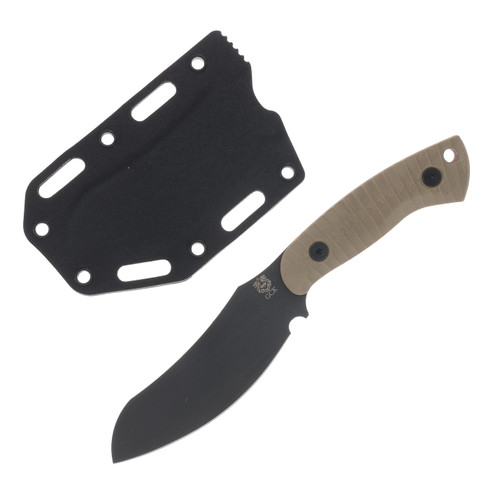 Gahagan Customs Wolfhound Skinning Knife with Orange Liner and Textured G10 Tan Handle