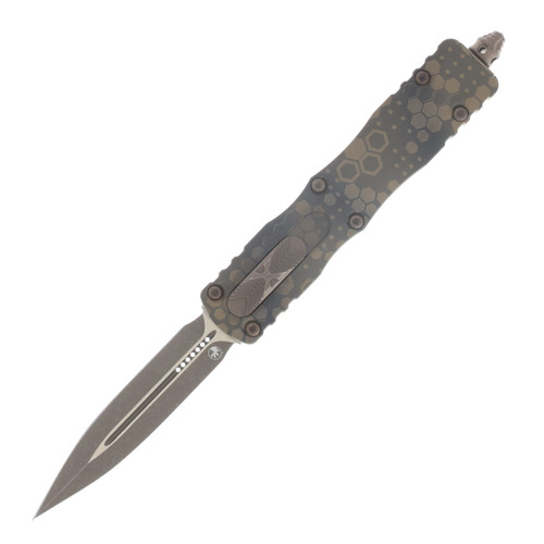 Microtech Dirac Signature Series OTF Automatic Bronze Apocalyptic D/E Badlands Hex Camo AUMT225-13APBNHXCS