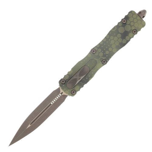 Microtech Dirac Signature Series OTF Automatic Bronze Apocalyptic D/E Bazooka Hex Camo AUMT227-13APBOHXCS