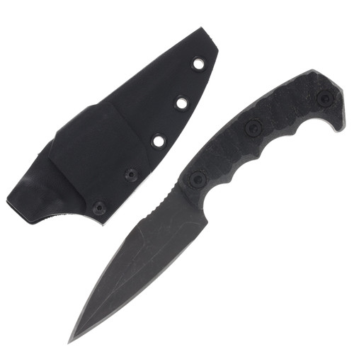 Half Face Blades 4" HUMINT - Black Burlap Micarta, Allen Bolts, Textured Grip HFHUMBKBURLMIC