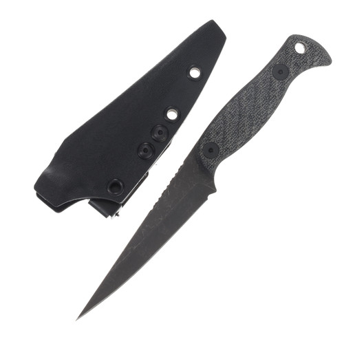 Half Face Blades Congressman - Black/Tan Canvas Micarta, Allen Bolts, Textured Grip, Closed Tang Lanyard Hole HFCONBKCANMICTAN