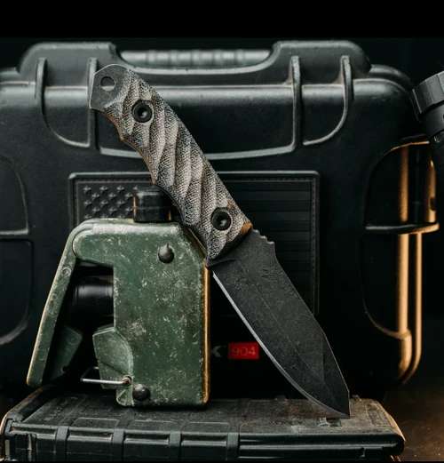 Half Face Blades Disaster Jr OD Green Black Canvas Micarta Allen Bolts Textured Grip HFDISASTERJRODBKCANMIC