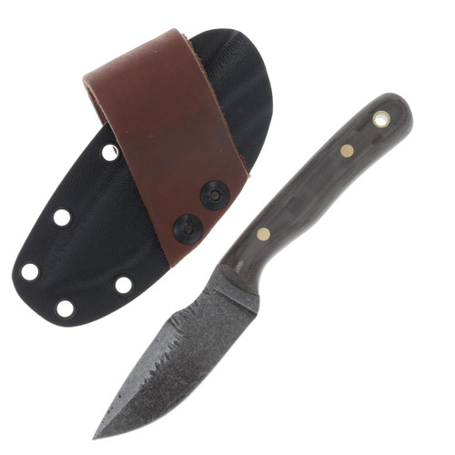 Samuel Riner Custom Knives Pellissippi XL Defender SW 80CrV2 Steel Grayman Micarta SRKPELXLDGMM