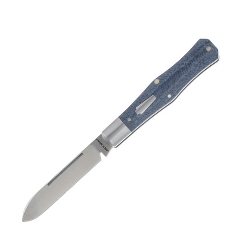 Jack Wolf Coffin Folding Knife Vibe Denim Linen Micarta COFFI-01-VIB-LIN-DEN