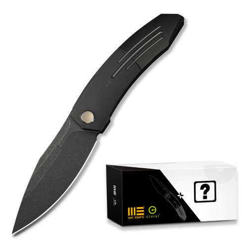 WE Knife Co Sine Wave Mystery Box Black Titanium Black Stonewash M390 WE23069B-1 MB
