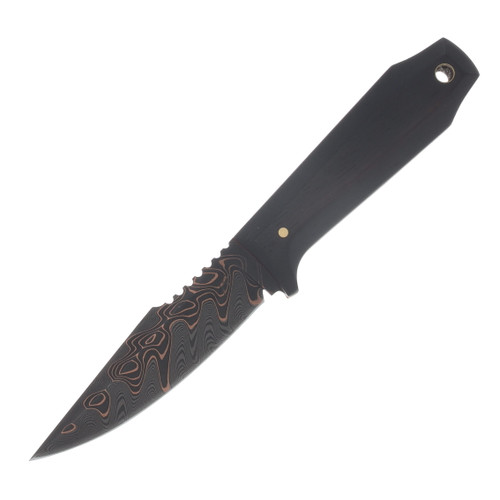 Knight Forge Studio TN Toothpick Fixed Blade African Blackwood 4in Copper Damascus KFSTTCDAB