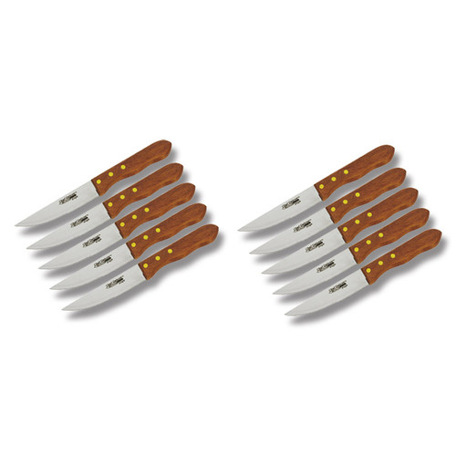 Chef Deluxe 10pc Steak Knife Set with Wood Handles