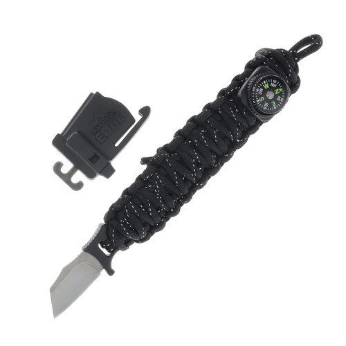 Outdoor Edge ParaSpark Emergency Bracelet with Sheepsfoot Blade (Medium, Black Paracord) OEPSK80C
