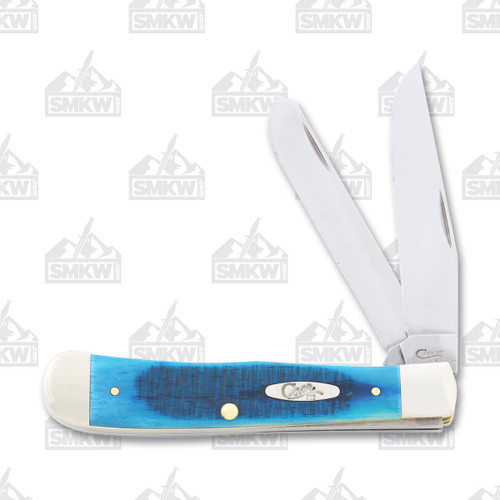 Case Caribbean Blue Bone Sawcut Jig Trapper Folding Knife
