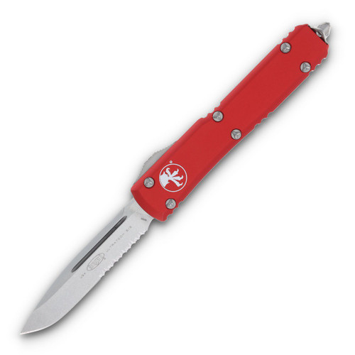 Microtech Ultratech Out-the-Front Automatic Knife (S/E Stonewash P/S | Red)