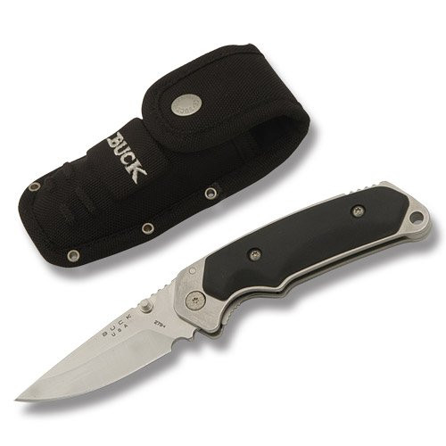 Buck Alpha Hunter Folder Drop Point Black Rubber Pocket Knife