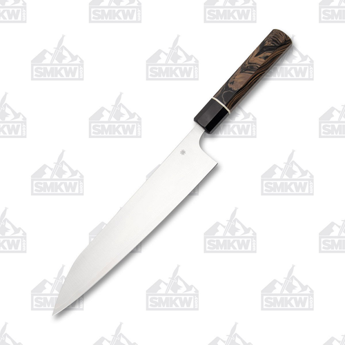 Spyderco Itamae Gyuto Kitchen Knife 10.06in Plain Edge Tan Burl