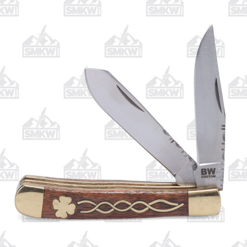 BW Custom Celtic Clover Filework Trapper Folding Knife