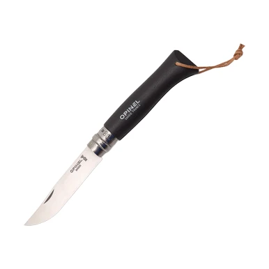 Opinel No 08 Folding Knife 3.28in Colorama Dark Brown Lanyard