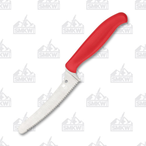 Spyderco Z-Cut Blunt Tip Kitchen Knife 4.4in Serrated Red