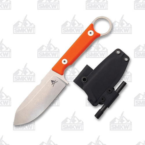 White River Firecraft Fixed Blade Orange G-10 3.5in Pro Plain Stonewash