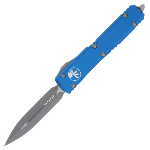 Microtech Ultratech OTF AUTO Blue 3.35in Double Edged Plain Stonewash