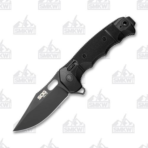 SOG Seal XR Folding Knife 3.9in Plain Black Cerakote Clip Point