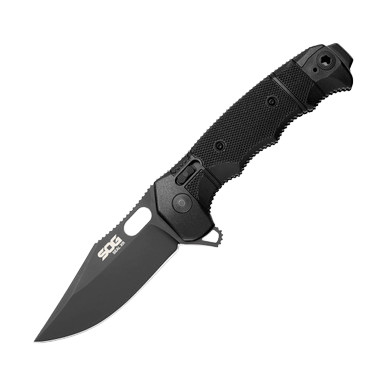 SOG Seal XR Folding Knife 3.9in Plain Black Cerakote Clip Point