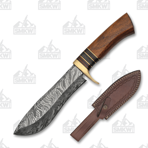 Szco Damascus Large Wood Hunter Fixed Blade