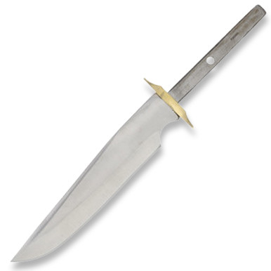 Bowie Fighter Knife Blank 7.37in Push Tang Brass Guard DIY
