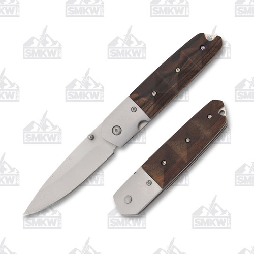 Szco Wood and Stainless Steel Linerlock Folding Knife MI0258