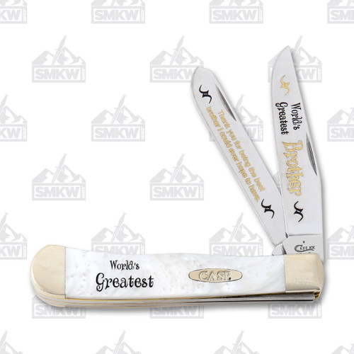 Case XX World's Greatest Brother Heavenly Pearl Corelon Trapper Folding Knife CAHPWGB