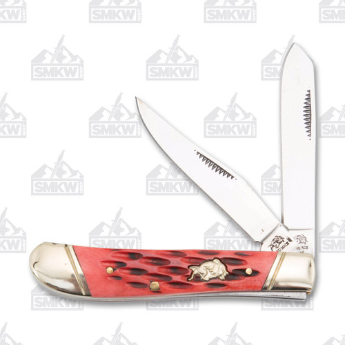 Bulldog Brand Dark Red Jigged Bone Little Trapper Folding Knife